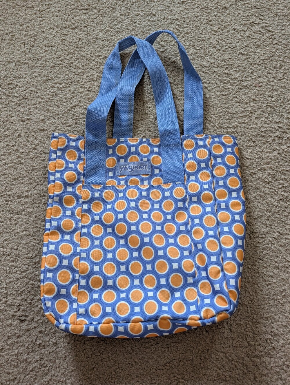Jansport Blue and Orange Geometric Canvas Tote